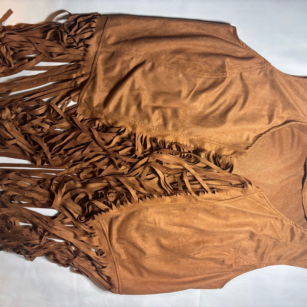 Fringed Tan Vest for Women